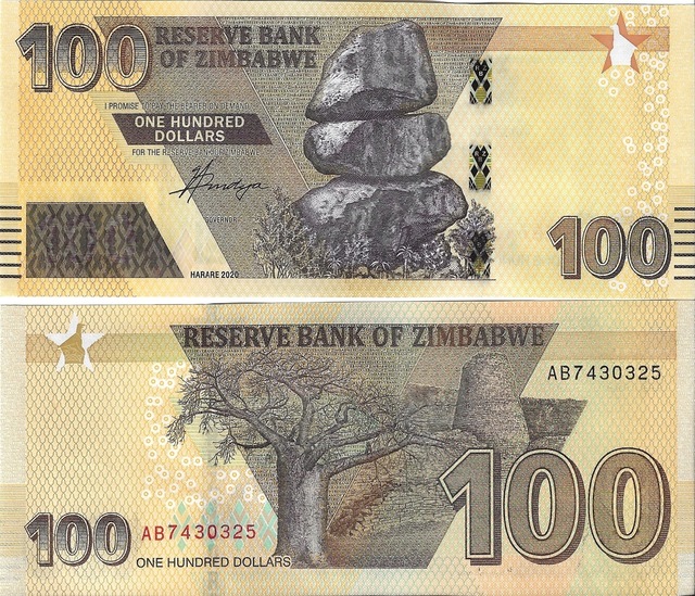 Zimbabwe 2020 Yılı 100 Dolar Yabancı Kağıt Para Çil Unc Koleksiyon Para