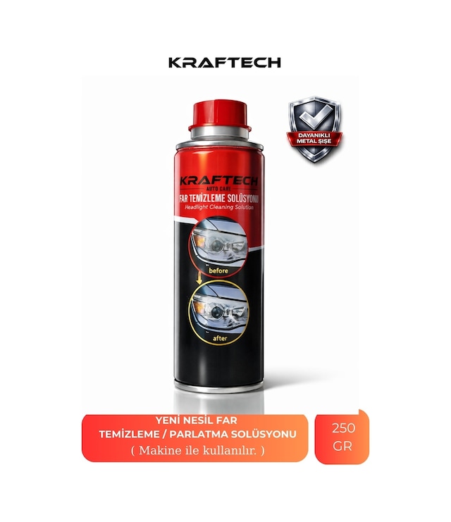Kraftech Yeni Nesil Premium I Buharlı Far Temizleme Sıvısı Ve Parlatma Solüsyonu I Kloroform Uyumlu I 250 G