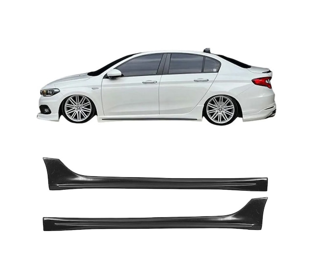 Fiat Egea Çıkıntılı Yan Marşpiyel Seti Plastik 2 Adet Mat Siyah 2015 2016 2017 2018 2019 2020 2021 Karlık+ek+bodykit