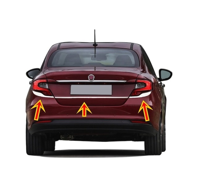 Fiat Egea Sedan Uyumlu 2015 Ve Üzeri Krom Stop Kaşı 3 Parça Paslanmaz Çelik