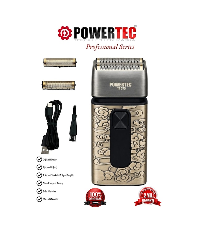 Powertec TR-575 Profesyonel Günlük Sakal Tıraş Makinesi + Yedek Başlık