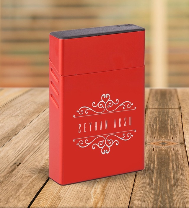 Bk Gift Kişiye Özel Kırmızı Slim Boy Metal Sigara Kutusu-9 Siyah