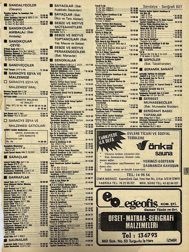 İzmir 1982-1983 Meslek Reklam İlanı Efemera S507 Teşhir Ürün