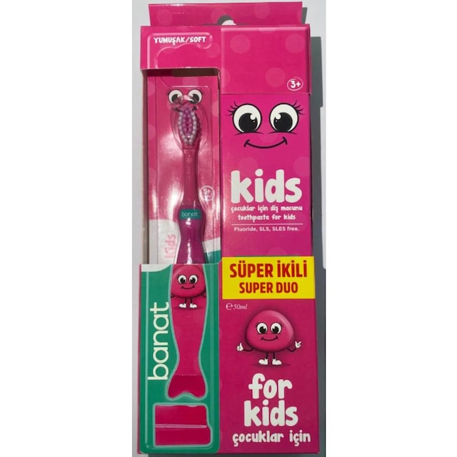 Banat Kids Süper 2'li Set - Diş Macunu 50 Ml + Diş Fırçası Temel Bakım