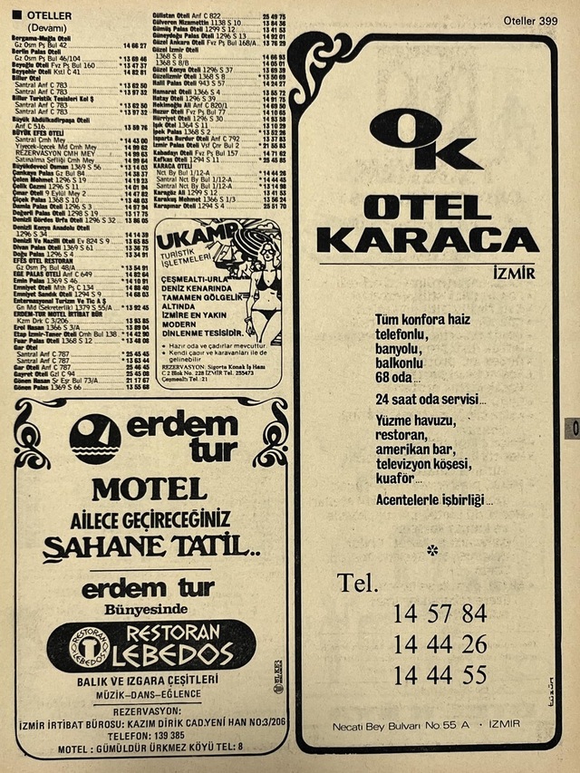 İzmir 1982-1983 Meslek Reklam İlanı Efemera S399 Teşhir Ürün