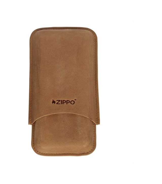 Zippo Vintage Deri Puro Kılıfı Seyahat Humidoru - Kahverengi