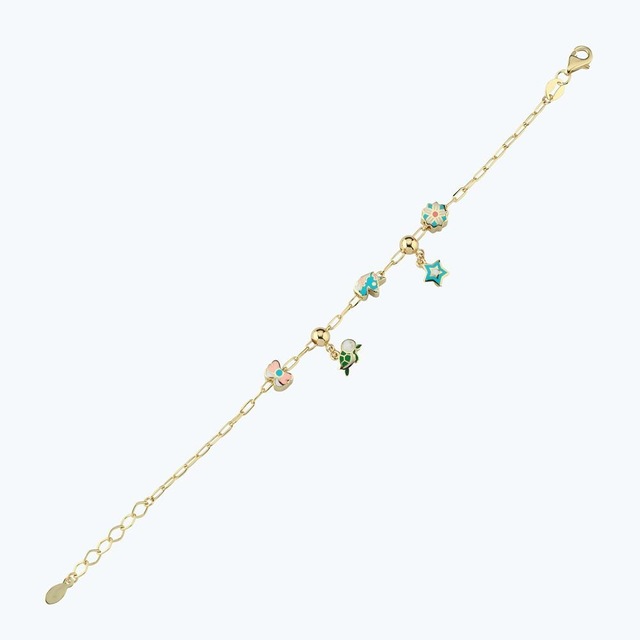 Altınbaş Altın Çocuk Kaplumbağa Bileklik Blmk14402-24754 Renkli
