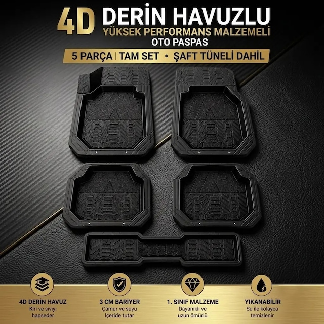 Wöbermann Dacia Duster Uyumlu 4d Premium Oto Paspas Takımı Kesilebilir Universal Yapı