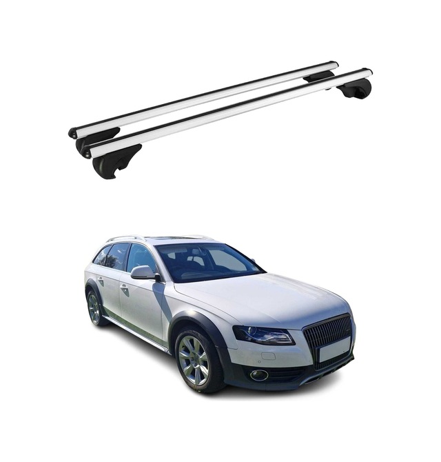 Audi A4 B8 Avant 2008-2015 Arası Uyumlu Port Bagaj Taşıyıcı Ara Atkı Alüminyum Gümüş 2 Parça