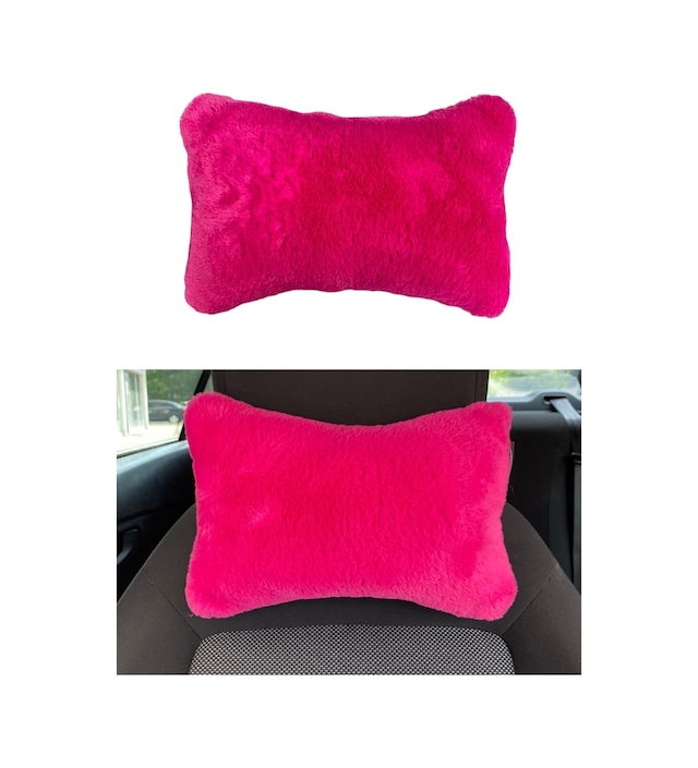 Trobus Araç Boyun Yastığı Ortopedik Peluş Seyahat Tekli Fuşya Pembe