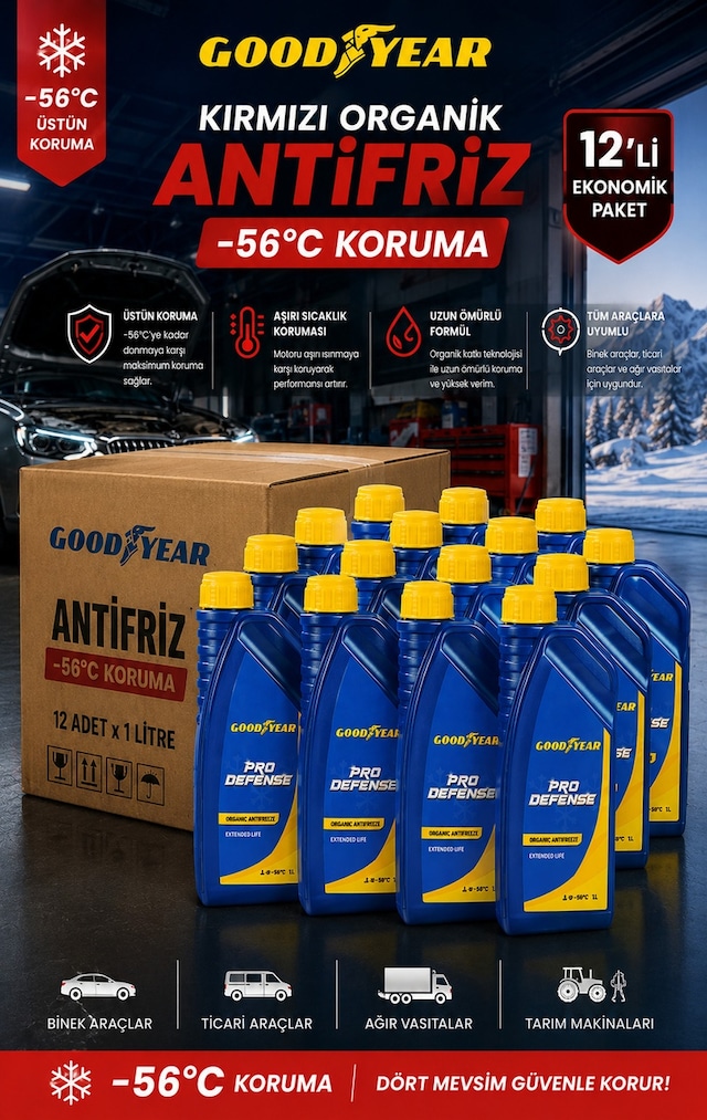 Goodyear Goodyear 12'li Kırmızı Organik Antifriz -56 C 1 Lt 12 X 1 Litre