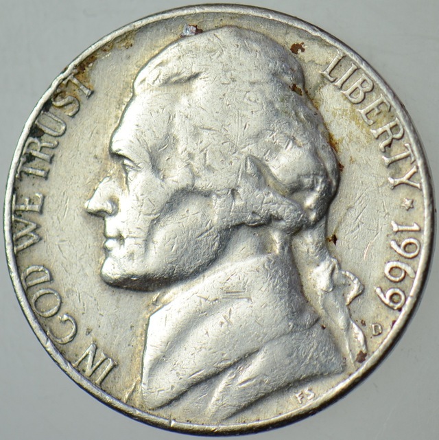 Amerika 5 Cent 1969 D Jefferson Nıckel. 84377297