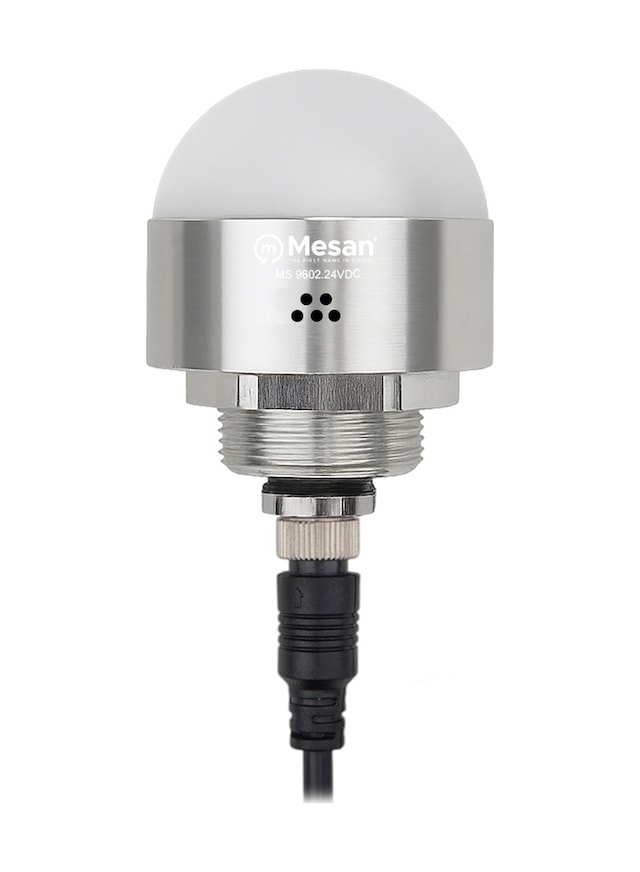 Mesan Ø50 M30 Somun Bağlantılı Led İndikatör M12 Konnektör Rgy Buzzer Gümüş Gövde 24vdc Ms 9602.24vdc