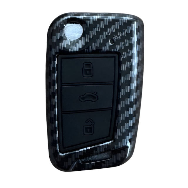 Autohan Keys Lüks Karbon Anahtar Koruma Kılıfı Volkswagen Golf 7, Golf 7.5, Tiguan, Polo, T-roc, T-cross İçin, Karbon