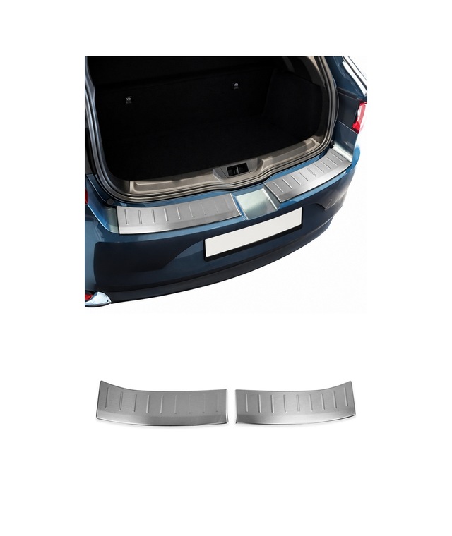 Renault Megane Iv Hatchback 2016-2022 Uyumlu Krom Arka Tampon Eşiği Paslanmaz Çelik Taşlı Mat