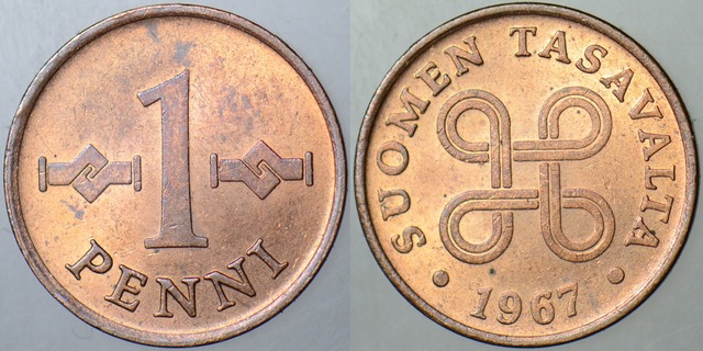 Finlandiya 1 Pennı 1967 Çilaltı++