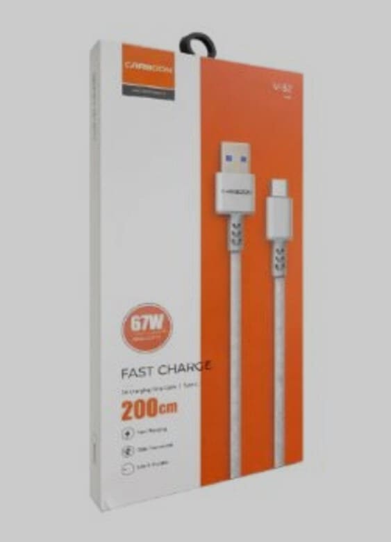 Carboon V52 Type-c Hızlı Şarj Kablosu Örgülü Kırılmalara Dayanıklı Bir Ürün 67w 2 Metre 67w 2mt