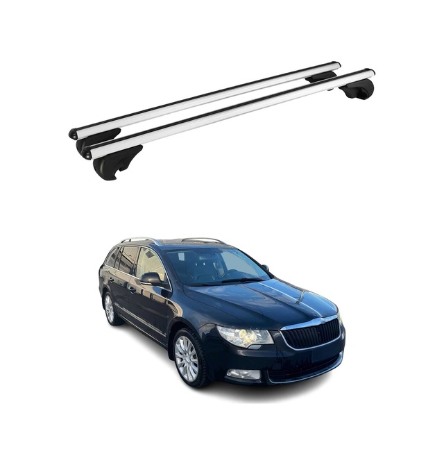 Skoda Superb Iı Station Wagon 2009-2015 Arası Uyumlu Port Bagaj Taşıyıcı Ara Atkı Alüminyum Gümüş 2 Parça