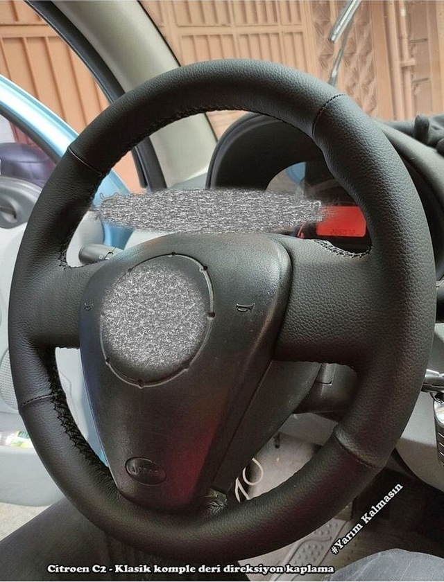Citroen C2 Araca Özel Deri Direksiyon Kılıfı Düz