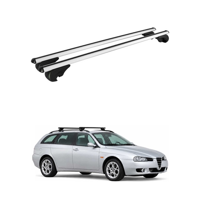 Alfa Romeo 156 Crosswagon 2004-2007 Arası Uyumlu Port Bagaj Taşıyıcı Ara Atkı Alüminyum Gümüş 2 Parça