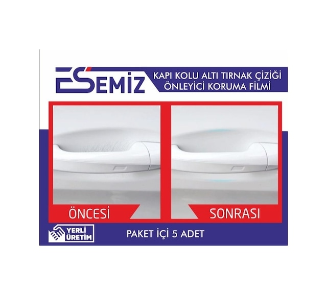 Esemiz Kapı Kolu Altı Tırnak Çiziği Önleyici Şeffaf Folyo 5'Li