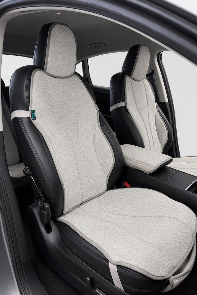 Bod Tesla Model Y Juniper Tay Tüyü Cepli Koltuk Koruyucu Kılıf Latmos Serisi 2025-sonrası Gri