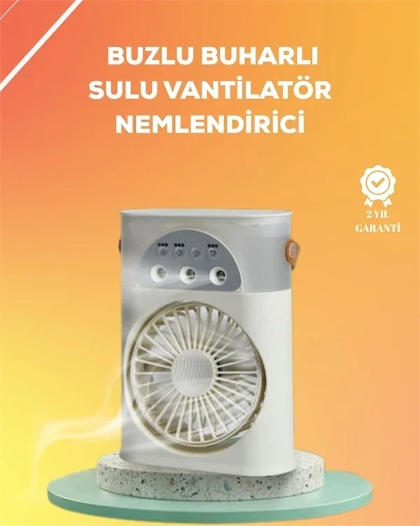 Ers Mini Klima Fan Usb'li, 7 Renk Gece Işığı, 3'ü 1 Arada Fonksiyon