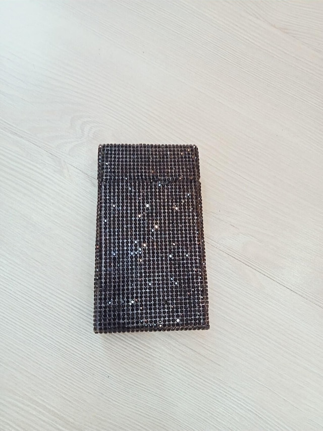 Nesgıft Siyah Swarovski Taşlı Slim (İnce) Uzun Sigara Kutusu