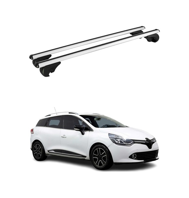 Renault Clio Iv Grandtour 2013-2019 Arası Uyumlu Port Bagaj Taşıyıcı Ara Atkı Alüminyum Gümüş 2 Parça