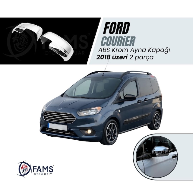 Ford Courier Abs Krom Ayna Kapağı 2018 Üzeri 2 Prç. Paslanmaz Çelik Tam