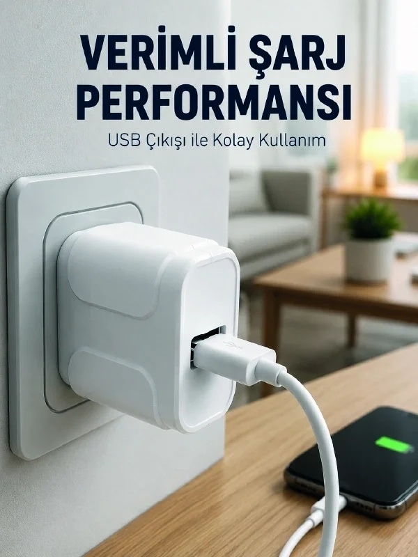 Ers Usb Girişli 12w Şarj Adaptörü Kompakt Telefon Şarj Cihazı