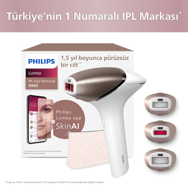 Philips BRI951/03 – 450.000 Atım Lazer Epilasyon Cihazı 4 akıllı başlık: Vücut, Yüz, Bikini,Koltuk Altı - Kablolu/Kablosuz - SkinAi, SmartSkin