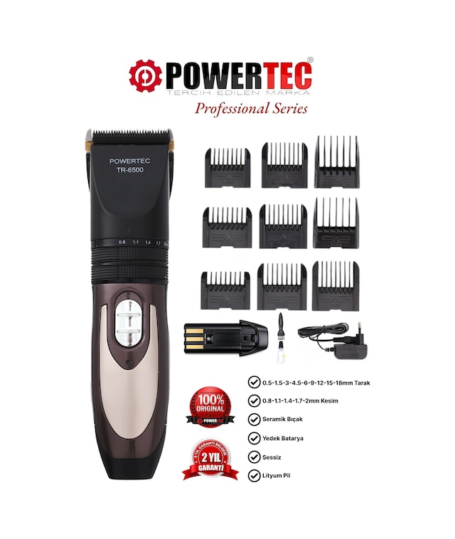 Powertec TR-6500 Şarjlı Saç Sakal Tıraş  Makinesi
