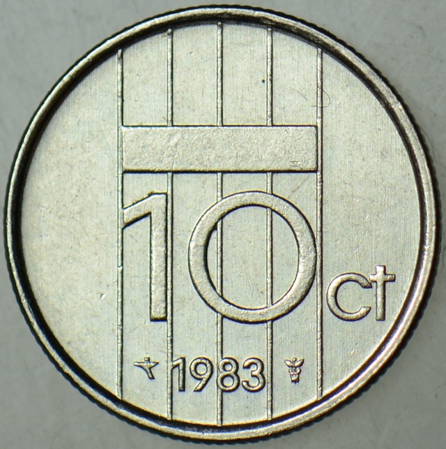 Hollanda 10 Cent1983 Kraliçe Beatrıx Dönemi.