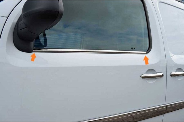 Renault Kangoo Uyumlu 2008-2021 Krom Cam Çıtası 2 Parça Paslanmaz Çelik