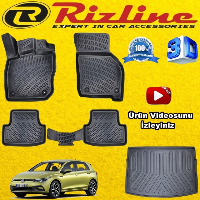 Vw Golf 8 Otomatik 3D Paspas+Üst Bagaj Havuz 2020 Snr. Rizline N11.16001