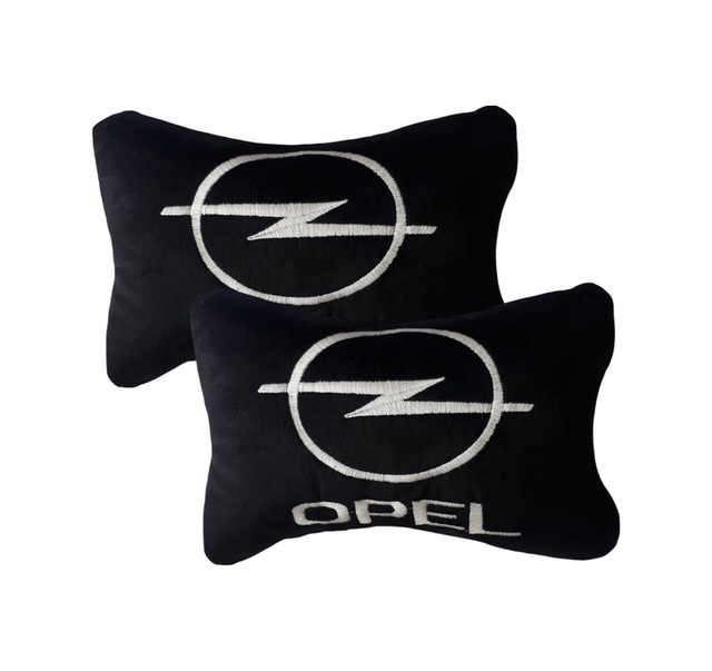 Opel Uyumlu Nakışlı Siyah Polar Ortopedik Seyahat Boyun Yastık