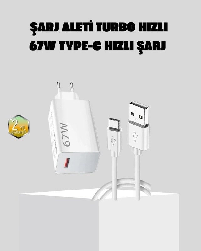 Ers 67w Süper Hızlı Şarj Adaptörü Ve Kablo Seti Güvenli, Kompakt Ve Ergonomik Tasarım