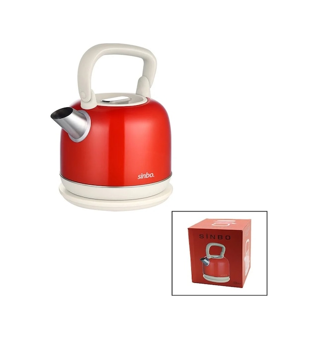 Ers- Retro Kırmızı Nostalji Demlik Model Çelik Kettle Su Isıtıcı 2.2lt 1800w Gizli Resiztans Sk-8035