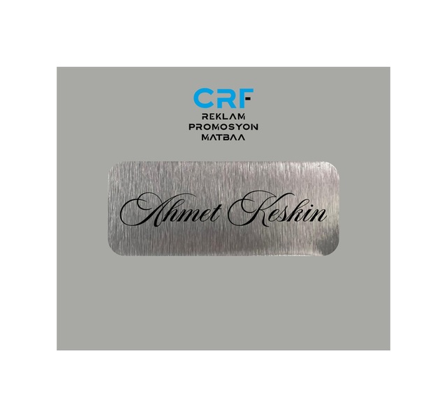 Kişiye Özel Metal Etiket İsim Soyisim 3x7 Cm Arkası Yapışkanlı 1 Adet