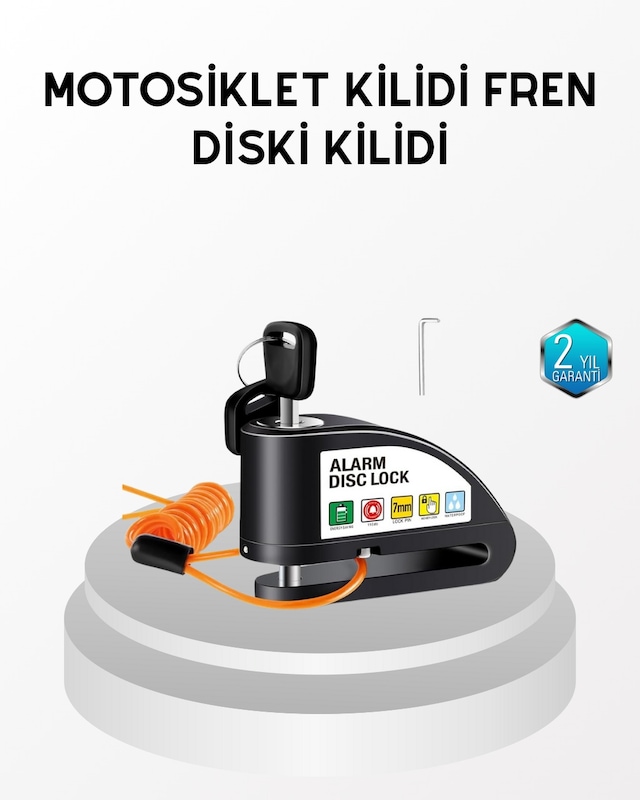 Anti - 142 - Lık 110 Db Alarm Disk Fren Kilidi Suya Dalı Çelik - Ilkestor - Güvenlik Kilidi