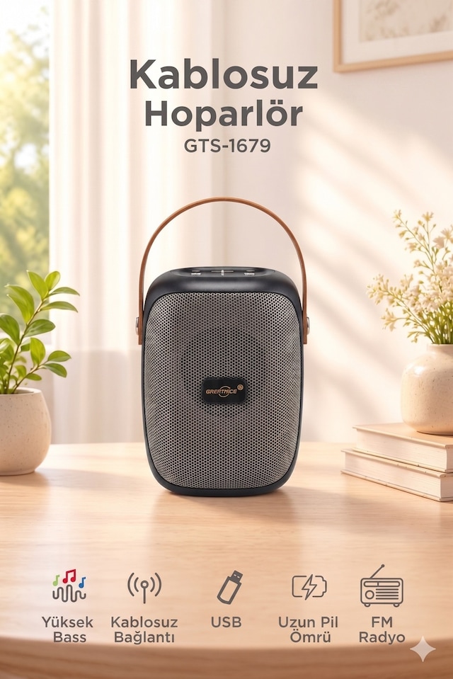 Bluetooth Hoparlör Rgb Işıklı Fm Radyo Kablosuz Taşınabilir Speaker Gts-1679
