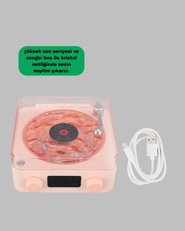 Retro Bluetooth Hoparlör Pembe - Lisinya