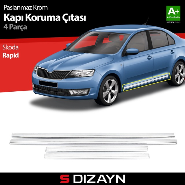 S-Dizayn Skoda Rapid Kapı Koruma Çıtası Krom 2013-2017