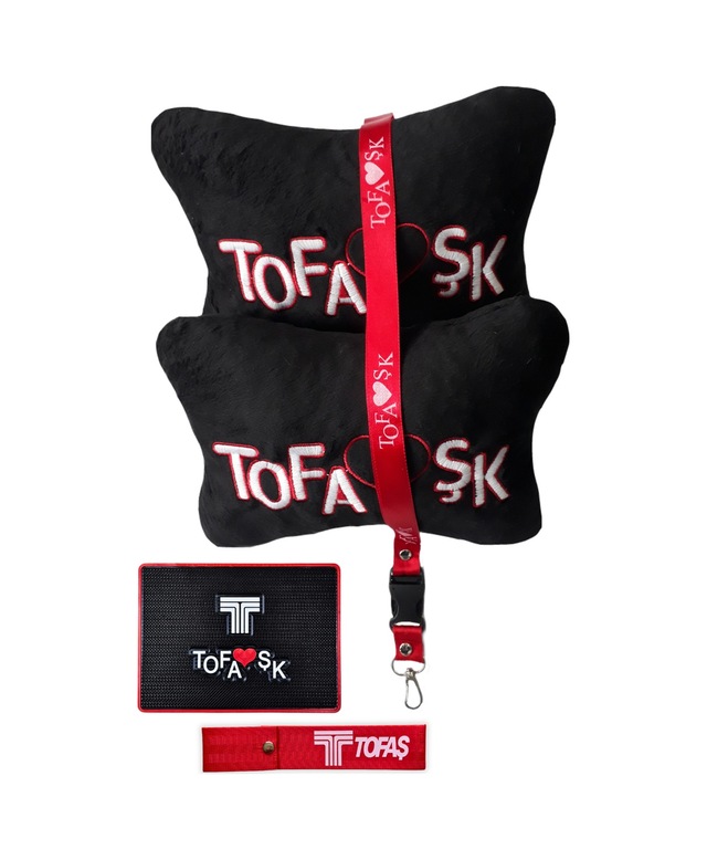 Tofaşk Polar Araç Seyahat Nakışlı Siyah Boyun Yastığı & Tofaş Oto Aksesuar