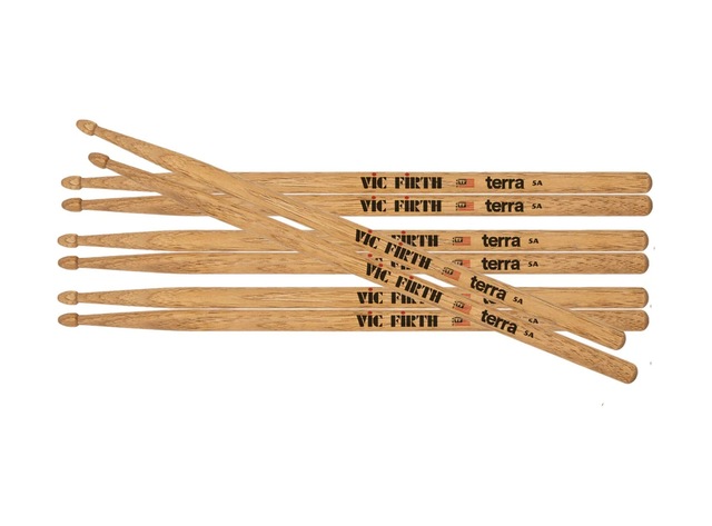 Vic Firth - American Classic Terra Serisi Batonlar 5a - Amerikan Hikory, Ahşap Uç, 4 Çift Paket