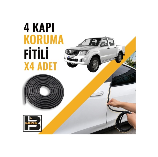 Toyota Hilux 2006-2015 Kapı Koruma Fitili-4 Kapı-siyah-bm2452