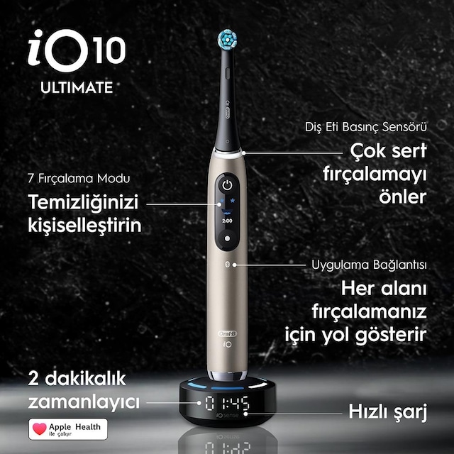Oral B İo 10 Şarjlı Diş Fırçası Gold + Manyetik Şarj + Seyahat Kabı