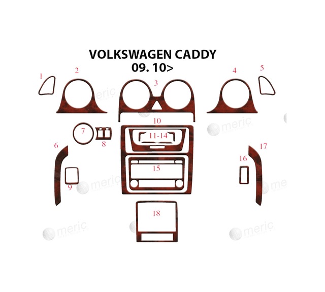 Volkswagen Caddy Torpido Kaplama 2010 18 Parça Maun