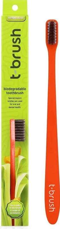 T Brush Bioçözünür Diş Fırçası Orta Sert Kırmızı